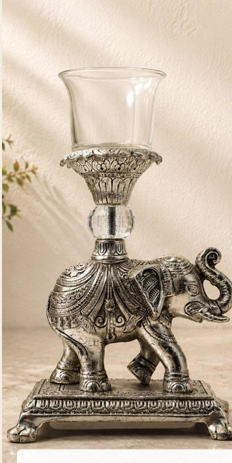 Decorative metal elephant candle stand for festive gifting