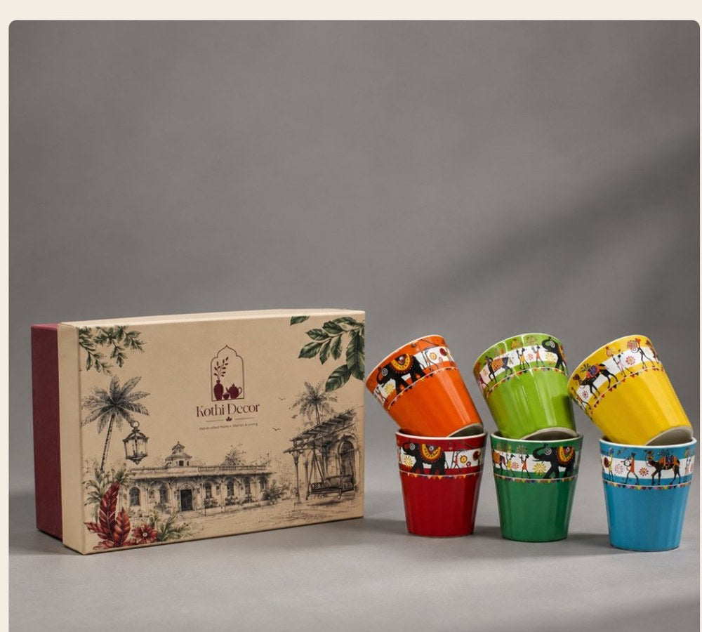 Printed kulhad gift set in illustrated box for team gifting