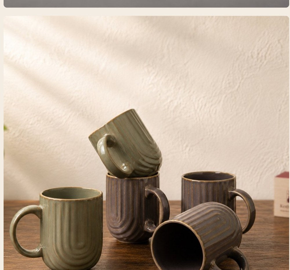 Ribbed ceramic mugs for corporate gifting